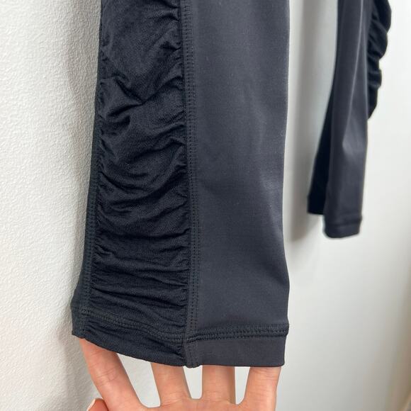 Y2K Lululemon Black Green Waist Ruched Capri Cropped Athletic Leggings Size 4 - Picture 3 of 6